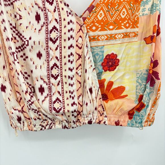 NWT Free People Tied To You Patchwork Boho Tank Top Sz XS Floral V-Neck Festival - Picture 6 of 11